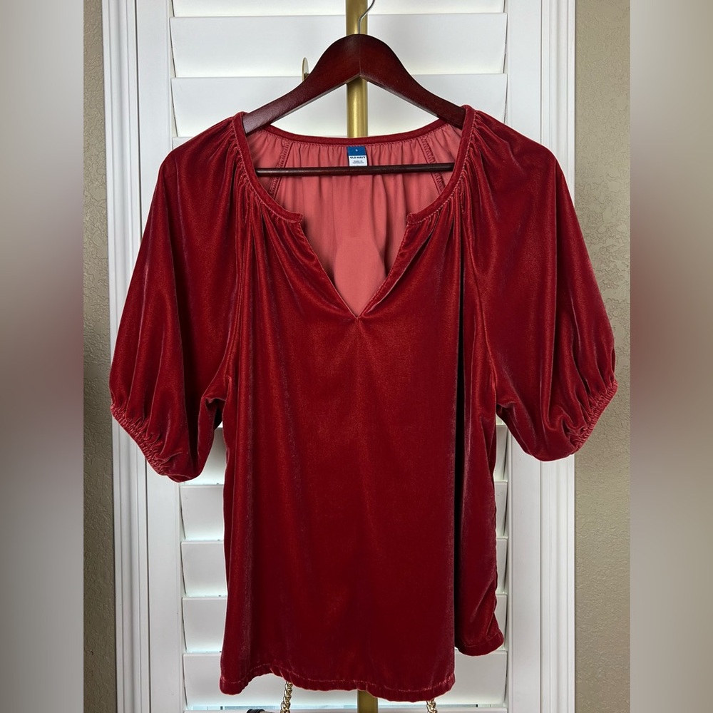 Terracotta/Rust Velour Velveteen Oversized Tunic Top Sz S by Old Navy - Picture 6 of 7